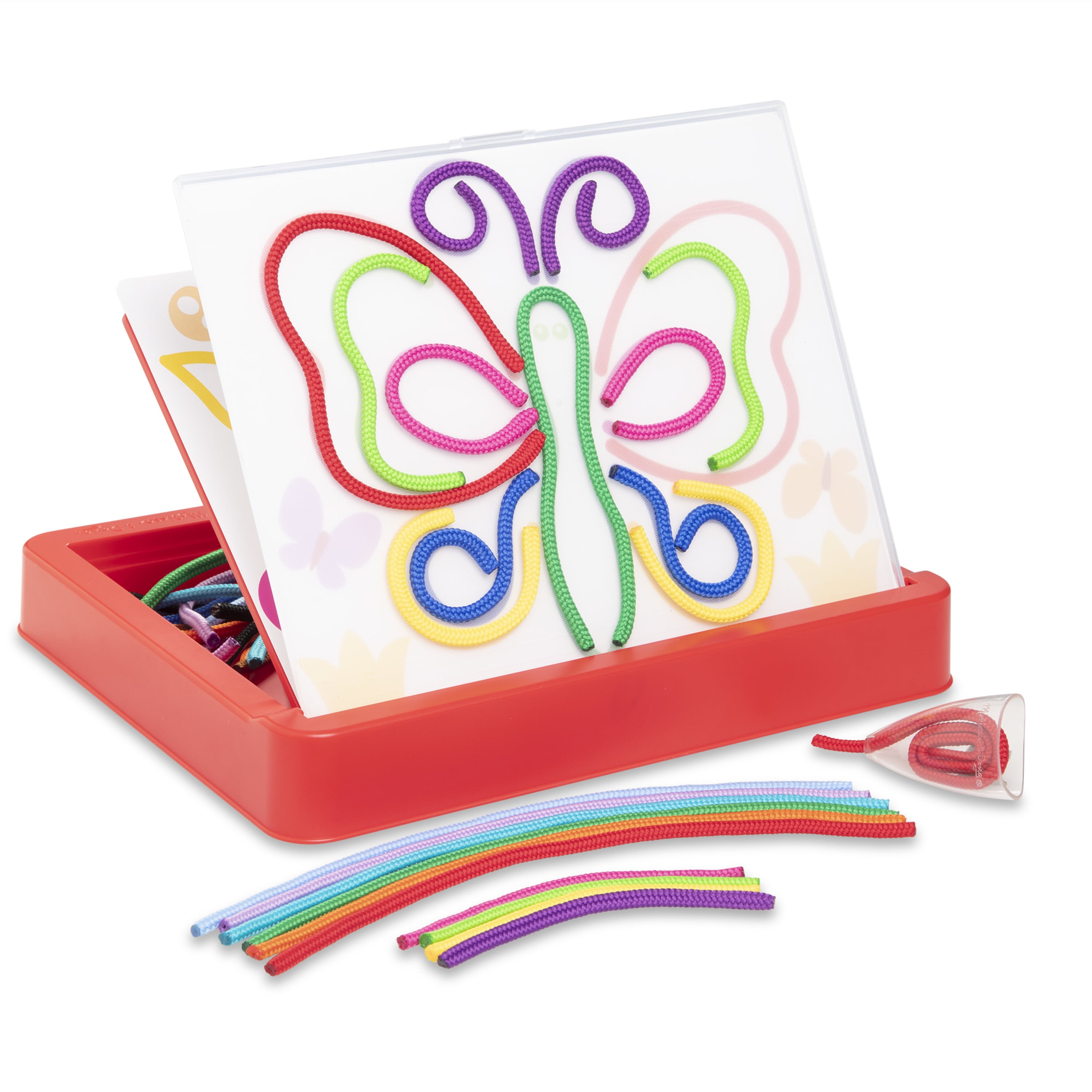 Melissa & Doug Rainbow Cord Picture And Pattern Maker Draw with Cords Activity – 39 Cords, 6 Double-Sided Cards to Trace