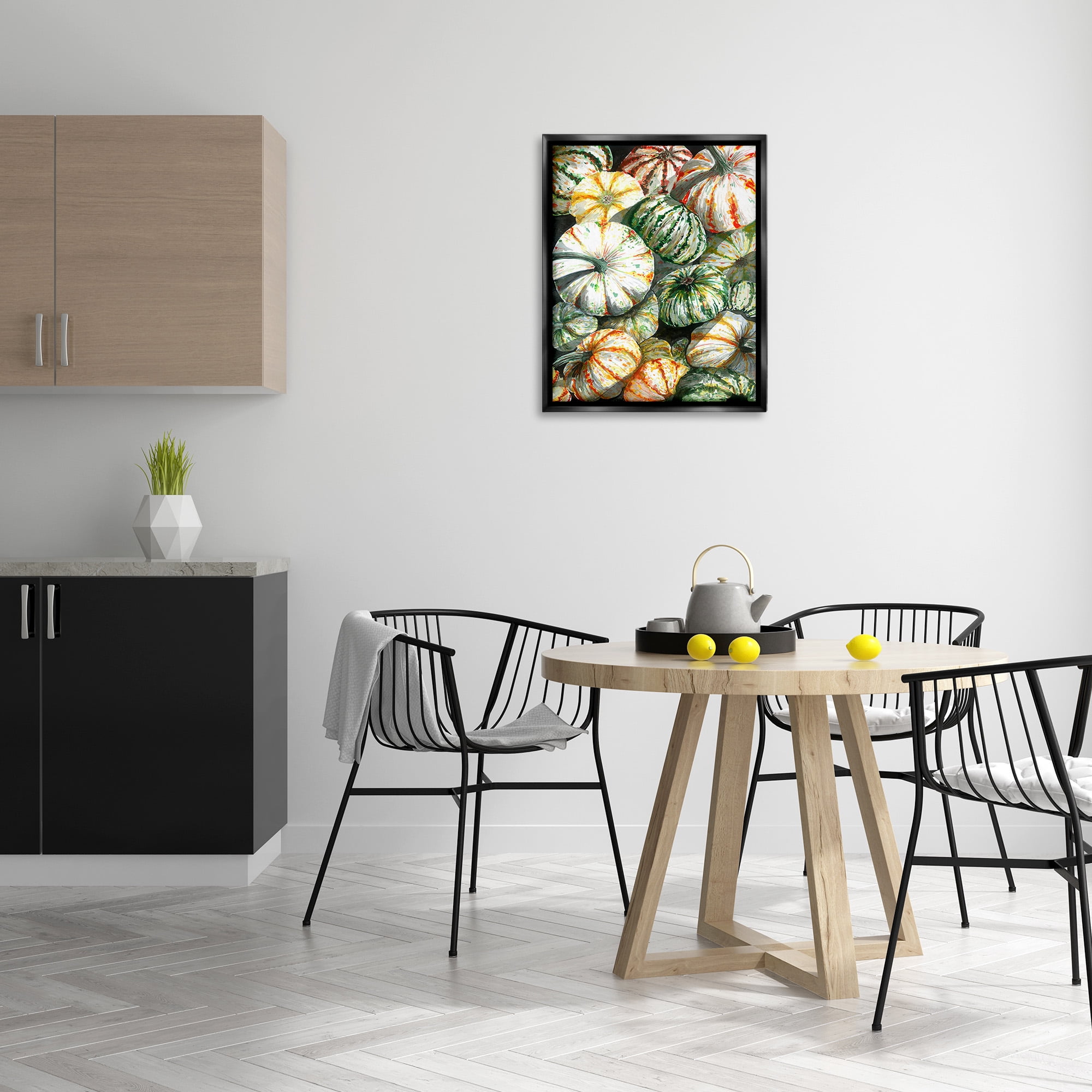 Stupell Industries Mixed Gourd Pattern Botanical & Floral Painting Black Floater Framed Canvas Art Print Wall Art, 25 x 31