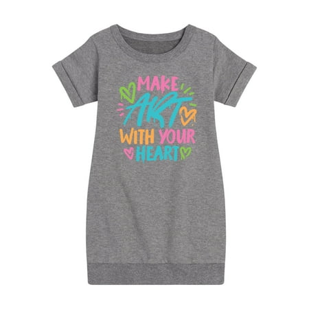 

Instant Message - Make Art With Your Heart - Toddler & Youth Girls Fleece Dress