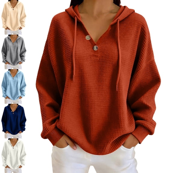 Lumosvexa Womens Plain V-Neck Sweatshirts for Women Relaxed Fit No Hat Hoodies Long Sleeved Pullover White Size 2XL