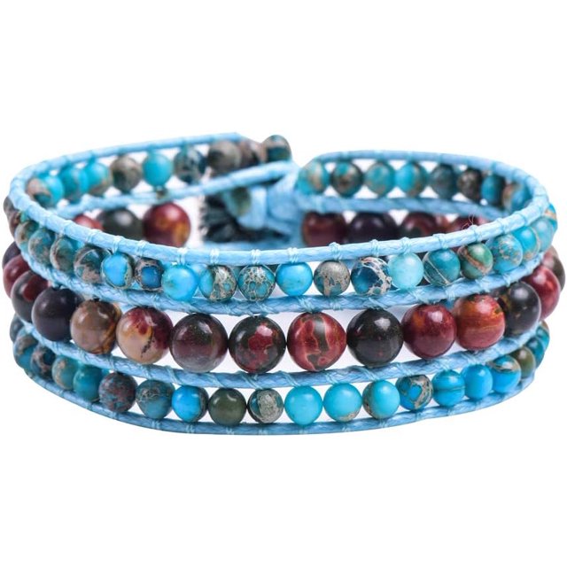 GHSDFBB Bracelet Statue de Poignet en Perles de Pierre Naturelle Fait Main 3 Rangées Grand Collection de Bijoux