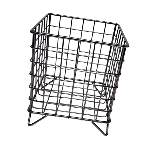 Organizador de escritorio, cesta de almacenamiento de hierro, cómoda y compacta caja de almacenamiento de papelería. Negro
