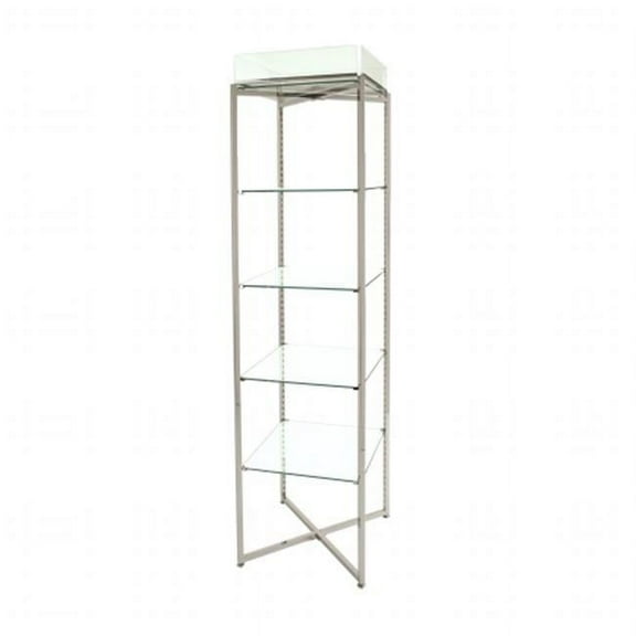 Econoco FLT68CGLS 68 H in. Folding Glass Towers in Chrome With 4 Sign Holders