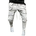 thumbnail image 1 of SOOMLON Jogger Pants for Men Casual Pants Pocket Y2k Pants Cargo Lace up Sweatpants White XXXL, 1 of 9