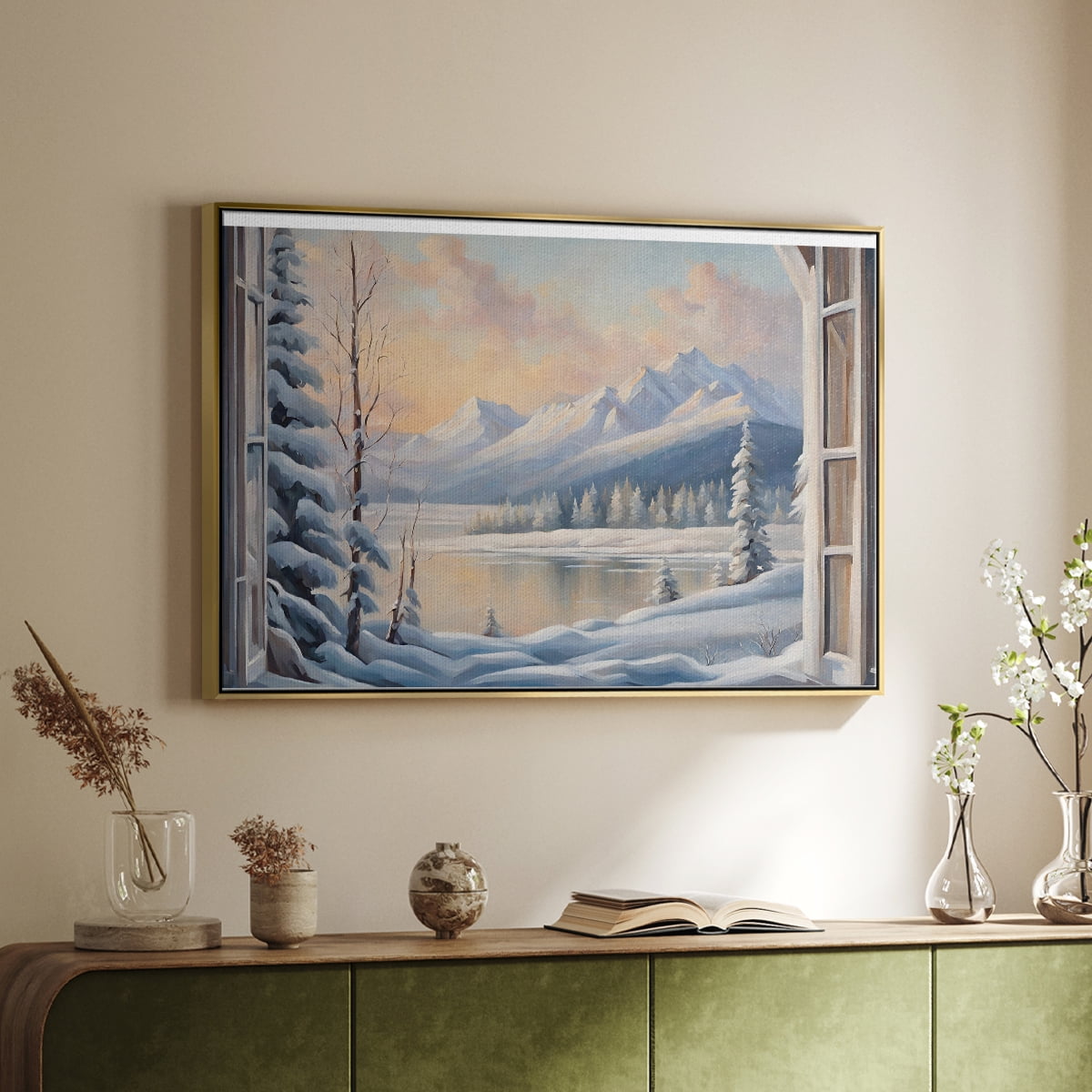 Vintage Landscape-CCXVI By Wexford Home Framed in Gold Wood Gallery Wrapped Canvas 27 in. x 41 in.