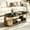 Gold-Black, variant on 47" Modern Oval Coffee Table, Tempered Glass Top, Polished Stainless Steel Frame & Fluted Metal Accent, 2-Tier Cocktail Table for Living Room