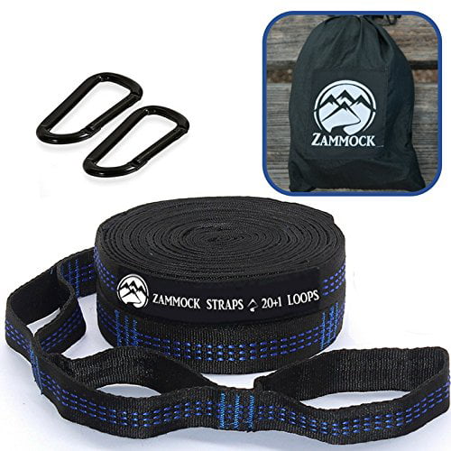 Camping Hammock Tree Straps Set 20 ft Long Combined Hammock Straps XL No-Stretch Heavy Duty Straps for Hammock 40+2 Loops 2 Straps & Carrying Bag 