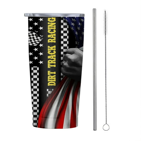 

Dirt Track Racing American 20oz Tumbler Insulated Stainless Steel Water Bottle Portable Travel Coffee Tea Mug Cup