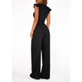 thumbnail image 5 of EASYBRA Women Casual Two Piece Outfit Ruffle Sleeve Top and Pleated Wide Leg Pants Summer Fashion Set, 5 of 7