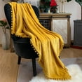 thumbnail image 6 of Flannel Blanket Soft Throw Blanket with Pompom Fringe Lightweight Bed Blanket Fit Couch Sofa(40"x 50")(Black), 6 of 6
