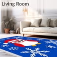 thumbnail image 2 of ODIKA 2'x3' Machine Washable Non-Slip Area Rug, Festive Owl Motif with Santa Hat Punch Needle Snowflake Accents High Traffic Rug with Pad, Blue, 730700, 2 of 8
