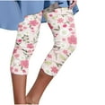 thumbnail image 2 of WXLWZYWL Knee Length Leggings for Women Plus Size Casual Floral Printed Capri Leggings Summer High Waisted Stretch Capri Pants Comfy Cropped Pants, 2 of 5