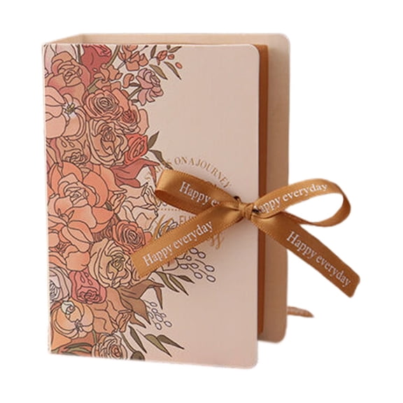 ZMKIAG 3.54 X 1.77 X 5.12 Inch Gift Packaging Box with Ribbon, Unique Book Shape Favor Box with Beautiful Roses Pattern for Holidays Birthdays Weddings and Anniversaries