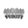 thumbnail image 2 of Guardoinrt 18K Gold Plated Grids Texture Hip Rapper Caps Lower Upper Hop Set Fang Teeth, 2 of 6