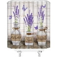 thumbnail image 3 of Farmhouse Shower Curtains Purple Lavender Rustic Flower Butterfly Fabric Bathroom Curtains Decor Set with Hook(70" WX70 H), 3 of 3