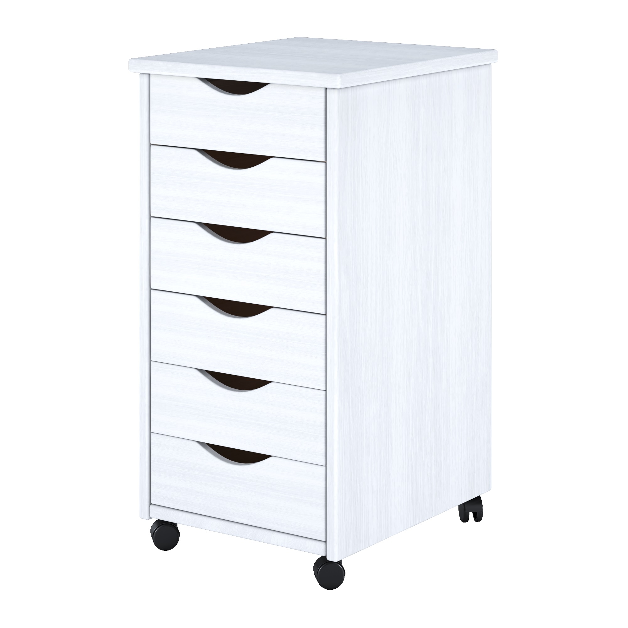 Adeptus Original Roll Cart, Solid Wood, 6 Drawer Roll Cart, White  (13.4" L x 15.4" W x 25.4" H) - image 3 of 9