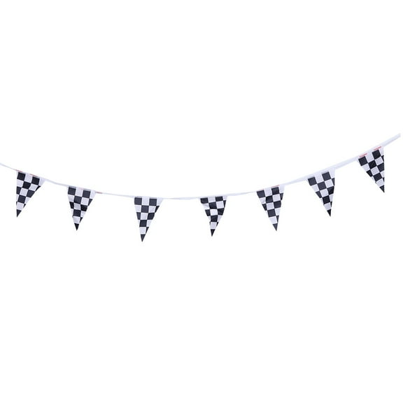 Black and White Checker Pattern Pennant Party String Curtain Race Track Car Finish Banner Decorations Event Supplies for Birthday Festivals (38PCS Flags)