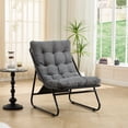 thumbnail image 5 of Jopath Outdoor Lounge Chair with Ottoman, Comfy Sling Recliner Chair with Puffy Cushion and Foot Stool for Living Room Bedroom Reading Room Gray, 5 of 9