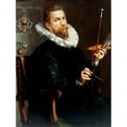 thumbnail image 2 of Joachim Wtewael 12x14 Black Ornate Wood Framed Double Matted Museum Art Print Titled: Self-Portrait (1601), 2 of 5