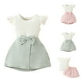 thumbnail image 5 of Odeerbi Toddler Girls Skirt Outfits Summer Clothes Infant Cotton Ruffle Cap Sleeve Top with Knot Bow Short Skirt Two Piece Set Green, 5 of 5