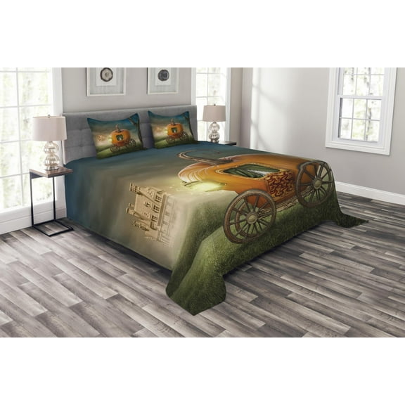 Ambesonne Fantasy Quilted Bedspread Set 3 Pcs, Cartoon Tale, Queen Size, Multicolor