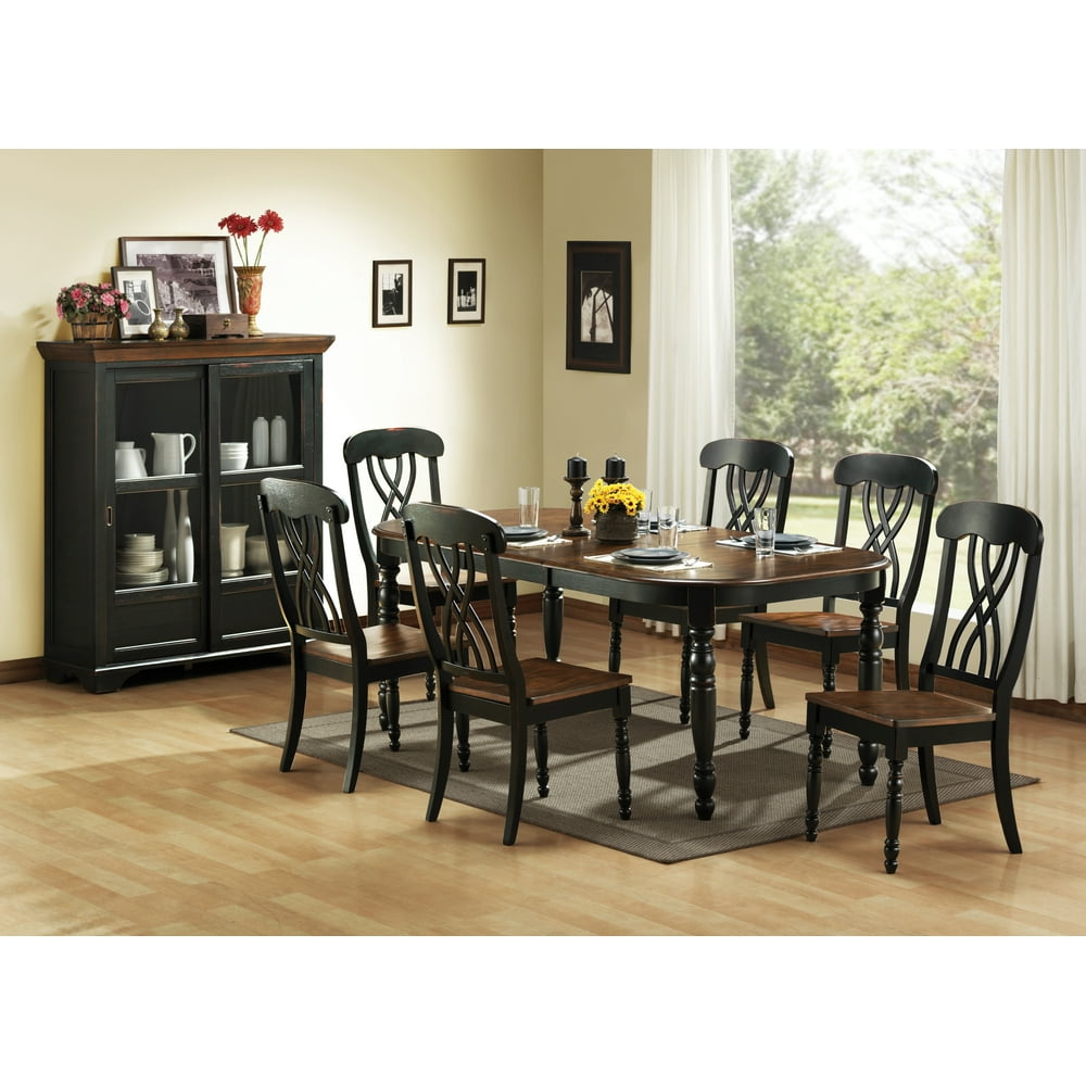 Weston Home Two Tone 7Piece Dining Set, Antique Black