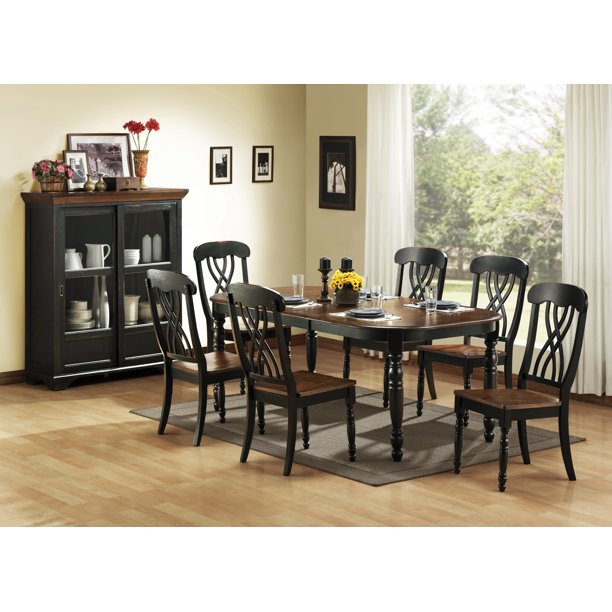 Weston Home Two Tone 7Piece Dining Set, Antique Black