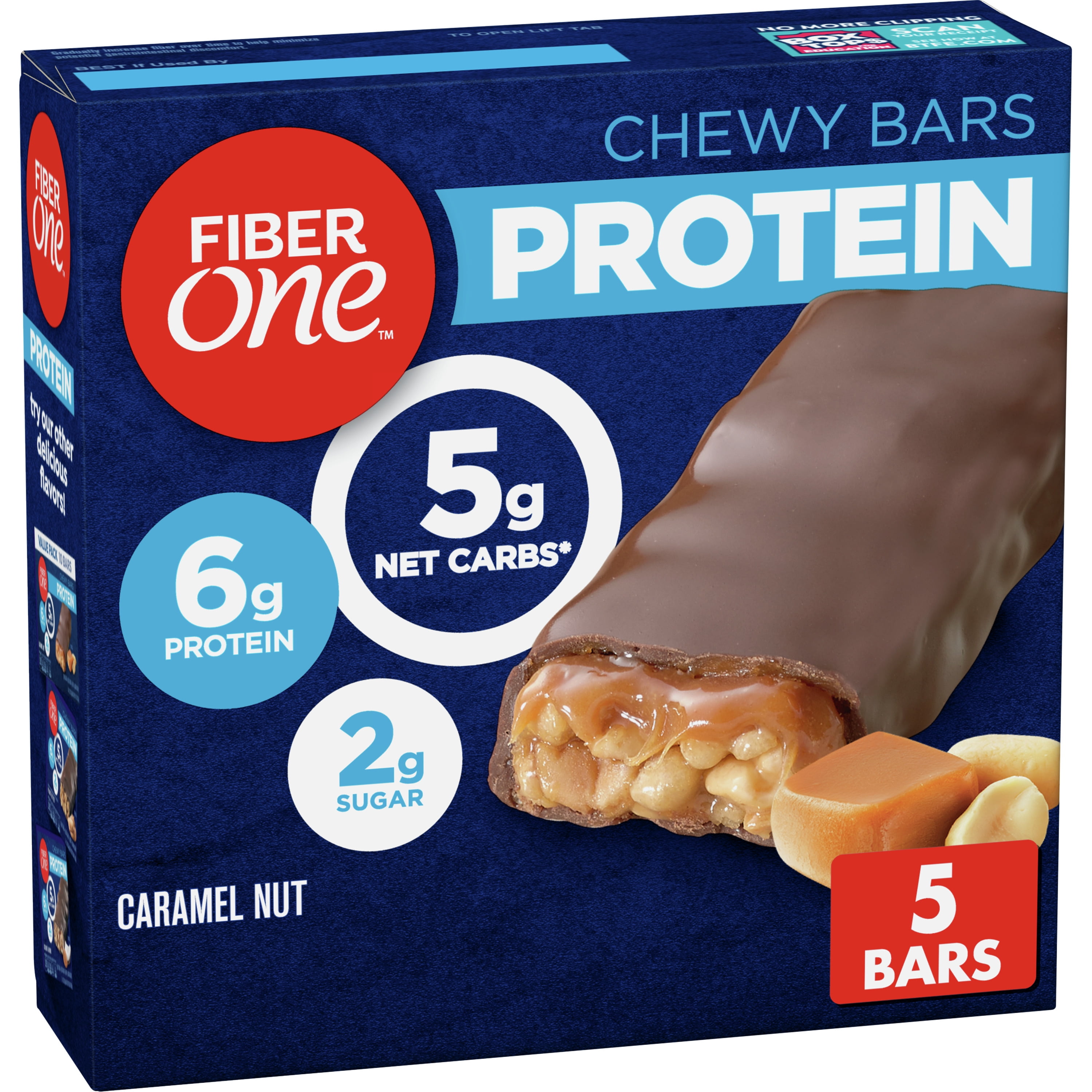 Fiber One Protein Bar, Caramel Nut Chewy Bars, 5 Fiber Bars, 5.85 oz