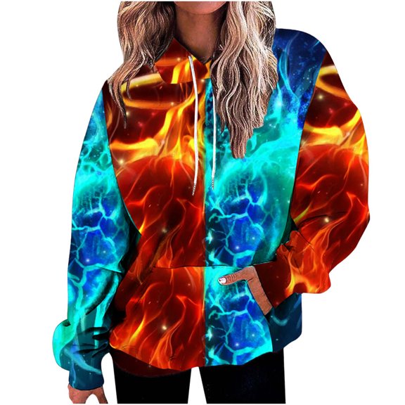 gakvbuo Plus Size Pullover Sweaters For Women Long Sleeve Sweatshirts Fall Tunic Tops Women's Printed Pocket Long Sleeve Blouse Casual Tops Sweatershirt Hoodies