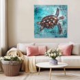 thumbnail image 5 of Coastal Sea Turtle Wall Art Painting on Canvas, Blue Nautical Summer Beach Vintage Canvas Art Home Prints Wall Art Framed Modern Artwork for Living Room Bedroom Wall Decor 16x16in, 5 of 9