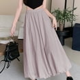 thumbnail image 3 of Xioeram Spring Summer Bubble Maxi Skirt Elastic High Waist A-Line Skirt Solid Color Lantern Skirt Ankle-Length Ruffled Long Skirt Streetwear, 3 of 8