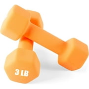 Portzon Weights Dumbbells 10 Colors Options Compatible with Set of 2 Neoprene Dumbbells Set, LB, Anti-Slip, Anti-roll, Hex Shape Orange 03-Pound, Pair