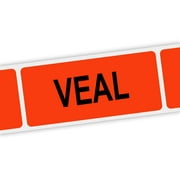 Specialty Printing Veal Grabber Label Dayglo Red with Black Print, 1.375" x 3/4" | 1000/Roll