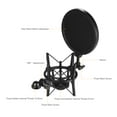 thumbnail image 4 of Univerdal Condenser Microphone Mic Shock Mount Holder Bracket -vibration with Pop Filter for On-line Broadcasting Studio Music Recording, 4 of 4