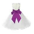 thumbnail image 3 of Ekidsbridal Satin Ivory Raspberry Tulle Rattail Edge Flower Girl Dresses for Communion Baptism Christening Gown Wedding Pageant 829S S, 3 of 3