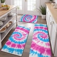 thumbnail image 2 of Pink Blue Tie Dye Spiral Kitchen Rugs Sets Of 3,Kitchen Runner Rugs Non Skid Washable,Decorative Kitchen Floor Mats for Kitchen,Sink,Laundry,17"x30"+ 17"x47" + 17"x59", 2 of 6