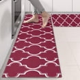 thumbnail image 2 of Kitchen Rugs Sets Of 2,Burgundy Geometric Quatrefoil Pattern Anti Fatigue Kitchen Mat Rugs Non Slip Washable,Decorative Kitchen Floor Mats for Kitchen,Sink,Laundry,17"X47", 2 of 5