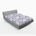 thumbnail image 2 of Ambesonne Bluebells Pattern Fitted Sheet, Art Retro Floral, Full Size, Pale Purple Fern Green, 2 of 5