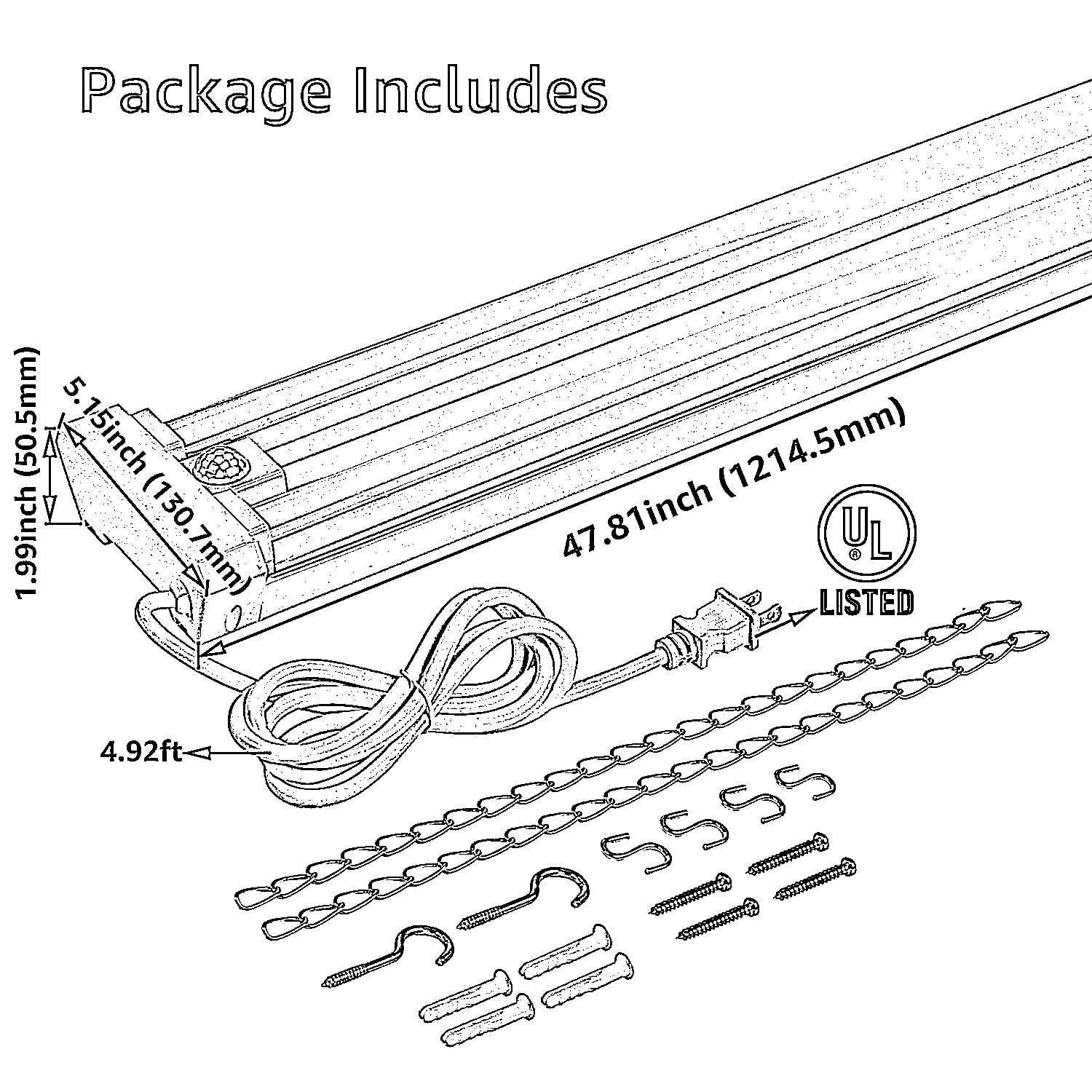 10 Pack Motion Sensor 4FT LED Utility Shop Light, 40W Plug in Linkable Light Fixtures, for Garage, Workshop, 4000lm, 5000K Daylight, Suspension & Flush Mount, FCC, ETL Certified