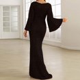 thumbnail image 4 of YMNXA Women's Dress Flared Sleeve V Neck Solid Color Sequin Evening Gown Elegant Fashion Dresses For Party Black L, 4 of 5