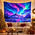 thumbnail image 3 of Aurora Borealis Over Snowy Mountains and Reflecting Lake, Mystical Fantasy for Nature Lovers, Northern Lights Wall Art, Christmas Gift, Tapestry Wall Hanging for Bedroom and Living Room, 3 of 7