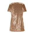 thumbnail image 5 of MELDVDIB Dresses for Women Sequined V-Neck Short Sleeve Spring Summer Short Dress Solid Color Fashion Casual Loose Outfits, 5 of 9