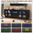 thumbnail image 6 of TV Stand for 75 inch TV, LED TV Stand for Living Room,70" Entertainment Center with Arched Glass Doors, Faux Marble Wood Finish Top, Adjustable Shelves, and LED Lighting, Black, 6 of 7
