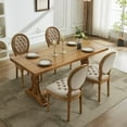 thumbnail image 5 of Dining Chairs Set of 2,French Style Farmhouse Design PU Leather Dining Chairs Solid Wood Frame Antique Painting with Hand-Pulled Buckle & Nailhead Trim for Dining Room, 5 of 8