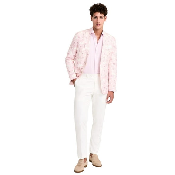 Tallia Mens Slim fit Sport Coat Blazer 42 R Pink Solid Stretch