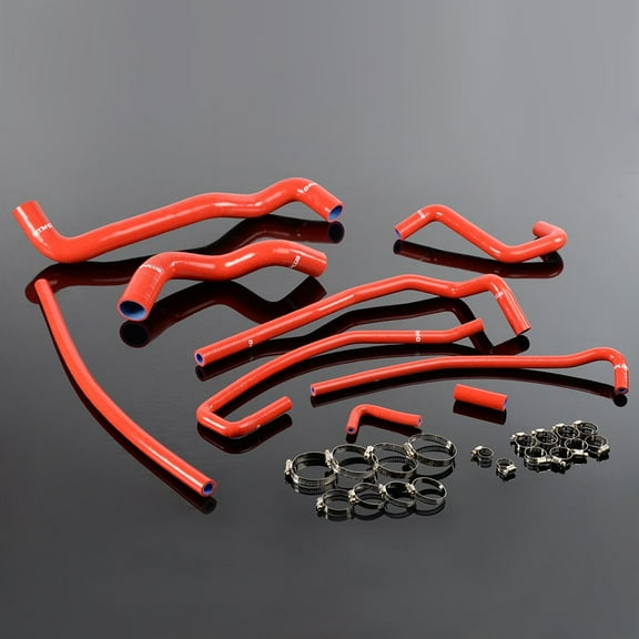 PIT66 Silicone Radiator Hose Kit Red with Clamps Fit for Chevy Corvette V8 LT1 5.7L 1991-1996