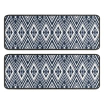 Kitchen Rugs Sets Of 2,Blue Geometric Diamond Triangle Pattern Anti Fatigue Kitchen Mat Rugs Non Slip Washable,Decorative Kitchen Floor Mats for Kitchen,Sink,Laundry,17"x47" 17"x47"