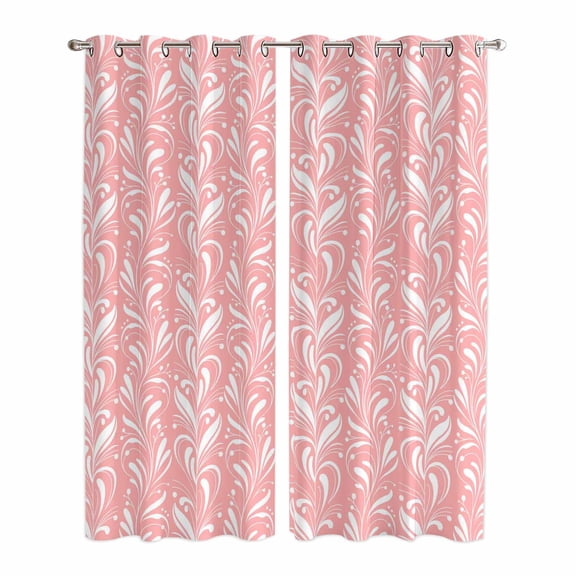 Spring Flowers Kitchen Curtains Window Panels, Country Retro Floral Botanical Pink Insulated Window Treatment Curtain, Grommet Curtains for Bedroom/Living Room/Bathroom, 2 Piece 42"Wx84"L