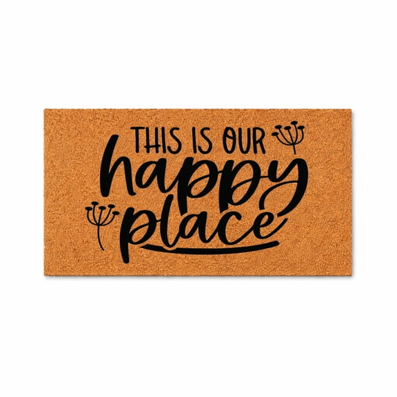 This Is Our Happy Place Doormat, Decorative Welcome Entryway Mat, Indoor Outdoor Door Mat (36x60 inches) WoodByStu 5662