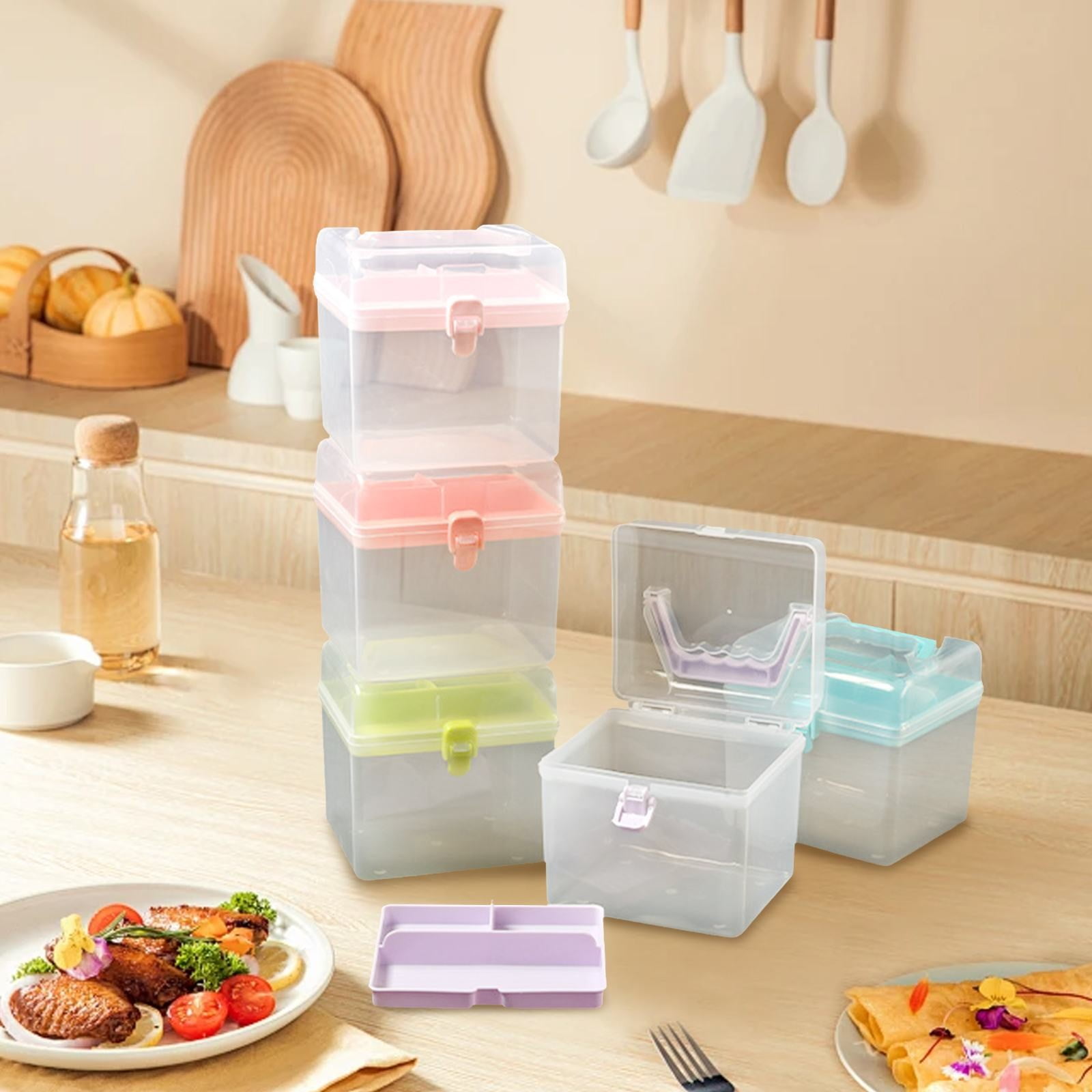 Plastic Craft Storage Containers with Removable Tray, Clear Plastic Storage Box with Lid & Handle, Easy Carry & Stack Small Storage Container, 1 Pcs, 6.29x5.51"